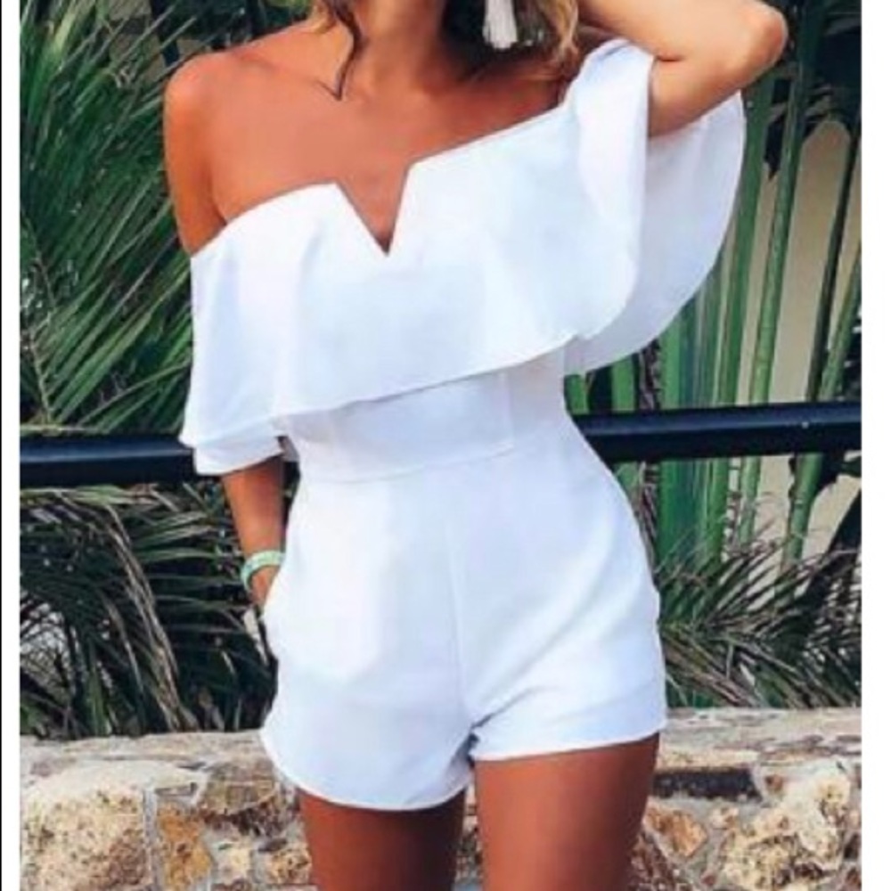 Flounce Off Shoulder Romper